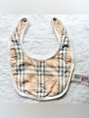 Burberry Baby Bib Infant Girl One Size Nova Check Pink Beige